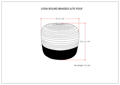 Lydia - Round Pouf - Navy / Natural