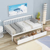 Twin Size Pine Wood Daybed With Two Storage Drawers, Sofa Bed With Bed Platform Of 10 Support Slats - White