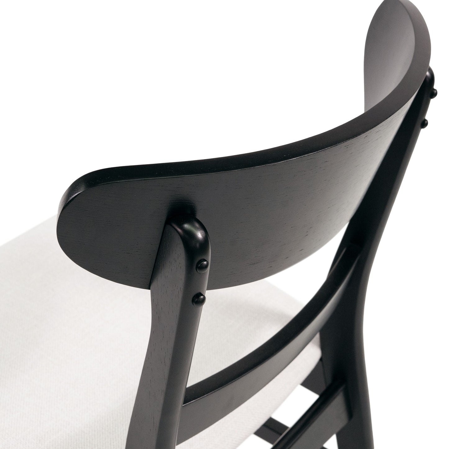 Dining Chair (Set of 2), Mid Century Dining Chairs With Cushioned Seats And Wood Frame - Light Beige / Black