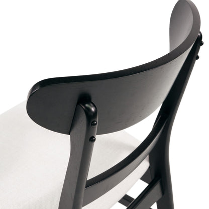 Dining Chair (Set of 2), Mid Century Dining Chairs With Cushioned Seats And Wood Frame - Light Beige / Black