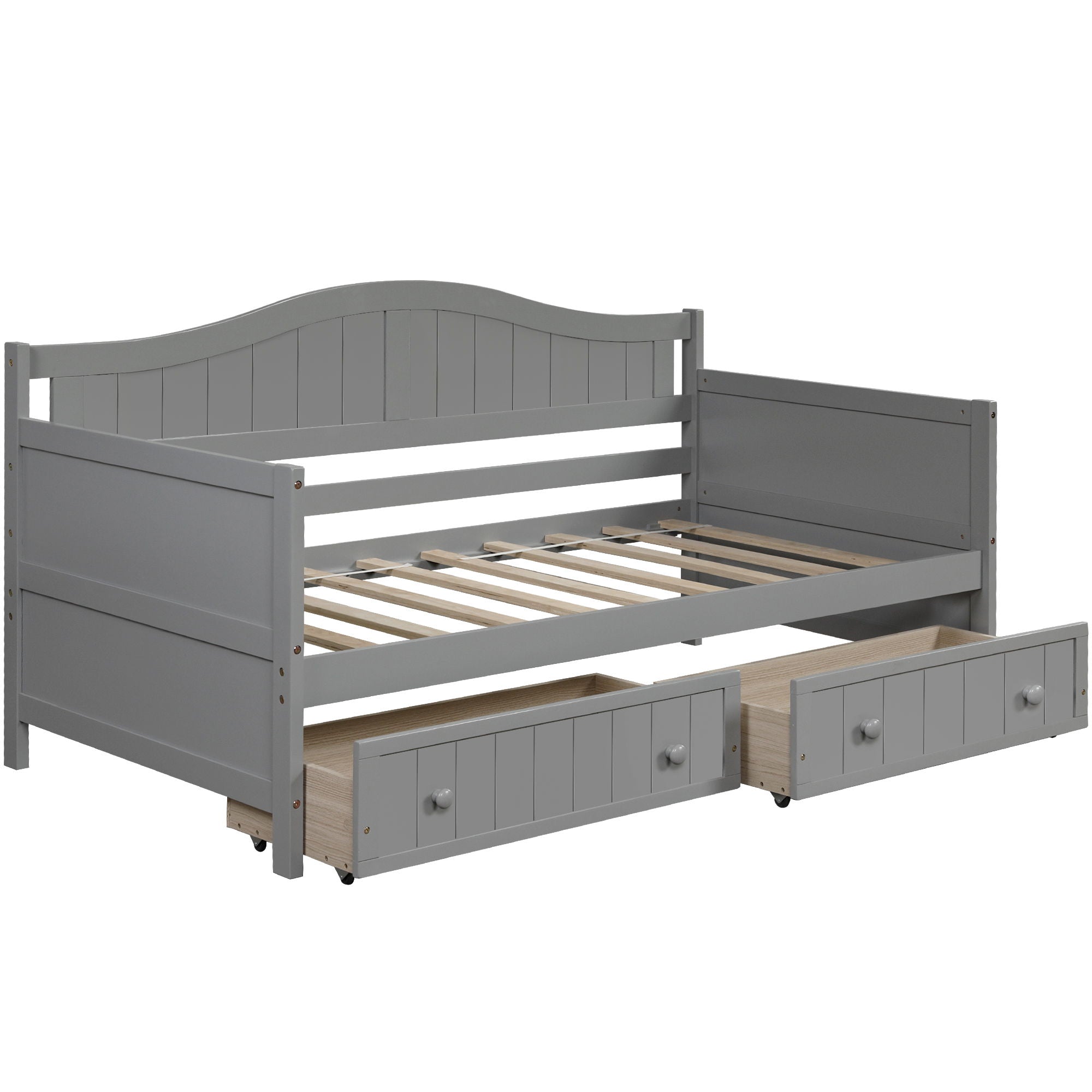 Twin Daybed With 2 Drawers, Sofa Bed For Bedroom Living Room, No Box Spring Needed - Gray