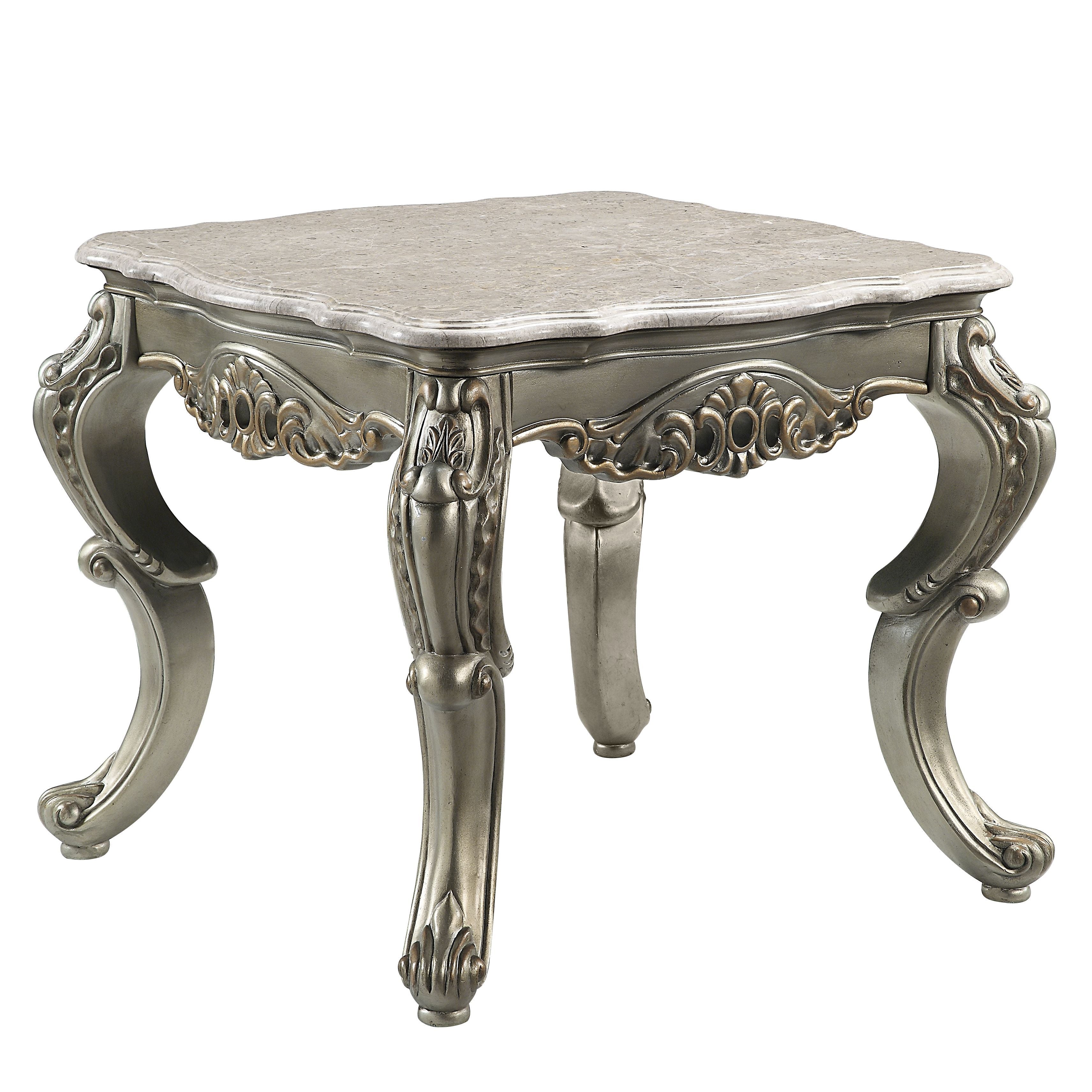 Miliani - Marble Top End Table With Marble Top - Antique Bronze / Natural Marble