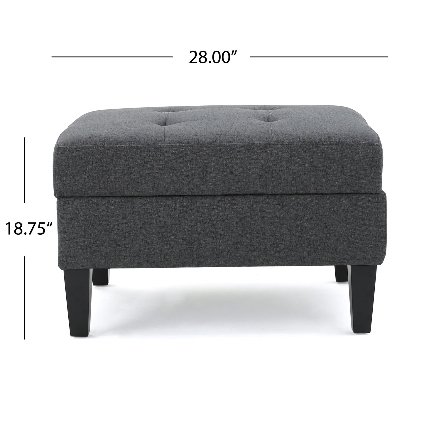 Contemporary Storage Ottoman With Tufted Waffle Stitching - Dark Gray