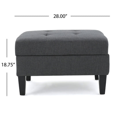 Contemporary Storage Ottoman With Tufted Waffle Stitching - Dark Gray