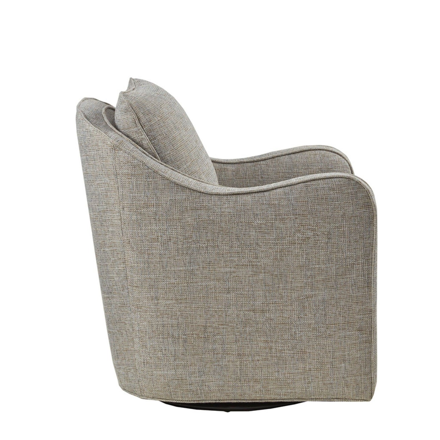 Wide Seat Swivel Arm Chair With 360 Degree Rotation - Gray