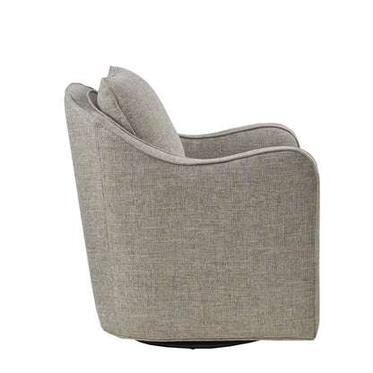 Wide Seat Swivel Arm Chair With 360 Degree Rotation - Gray