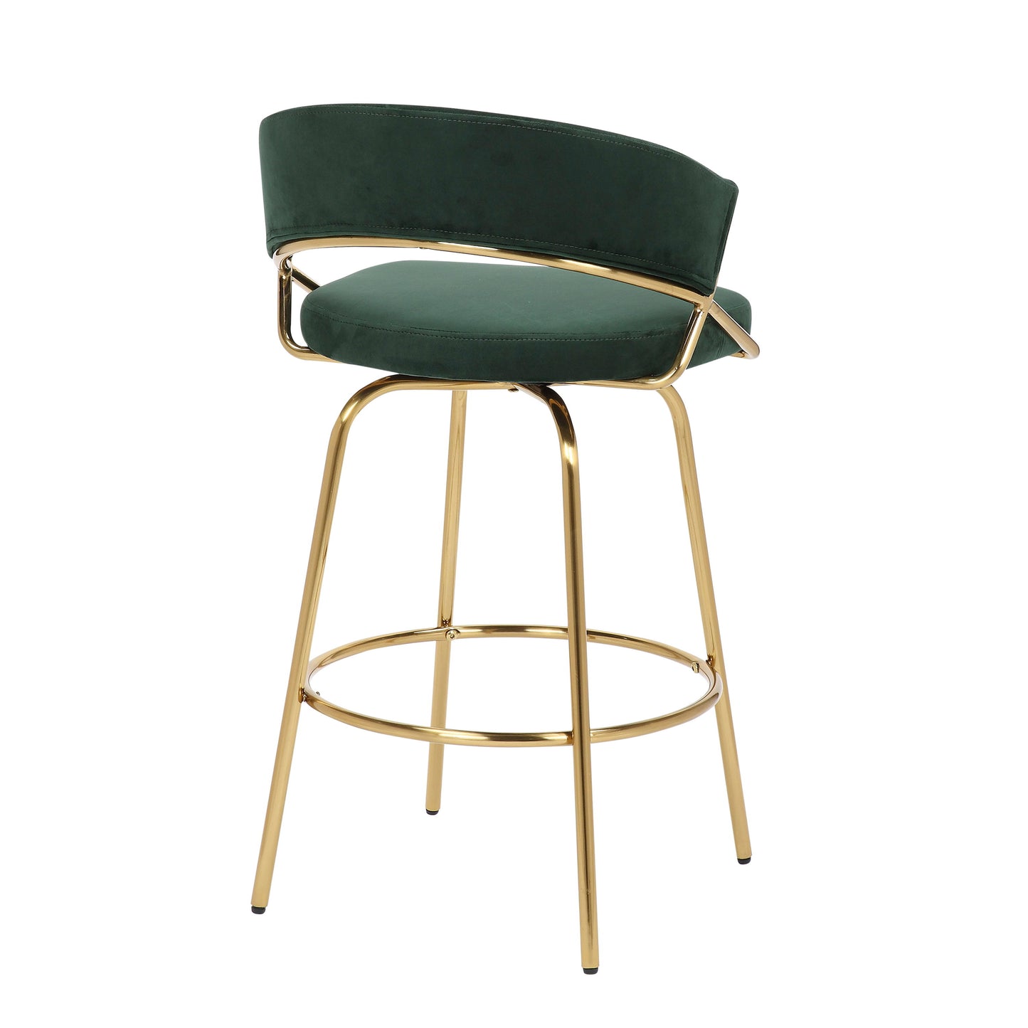 Jie - Glam Fixed Height Counter Stool (Set of 2) - Gold / Green