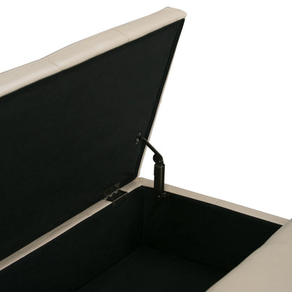Dover - Square Coffee Table Storage Ottoman - Satin Cream