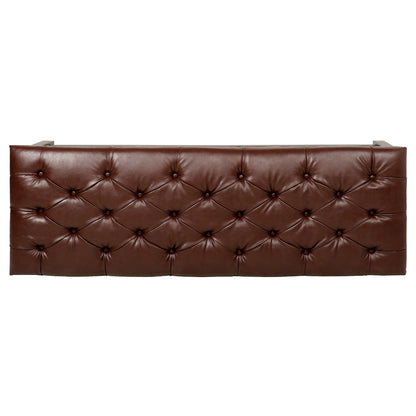 Bedroom End Of Bed Bench Tufted Upholstered End Of Bed Bench End Of Bed Entrance Shoe Bench, 60" With Nailhead Trim And Shelf Bedroom Upholstered Leather Bench Living Room Shoe Rack Footstool - Dark Brown