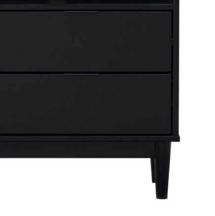 Mid-Century Modern Solid Wood 2 Drawer Gallery Nightstand - Black