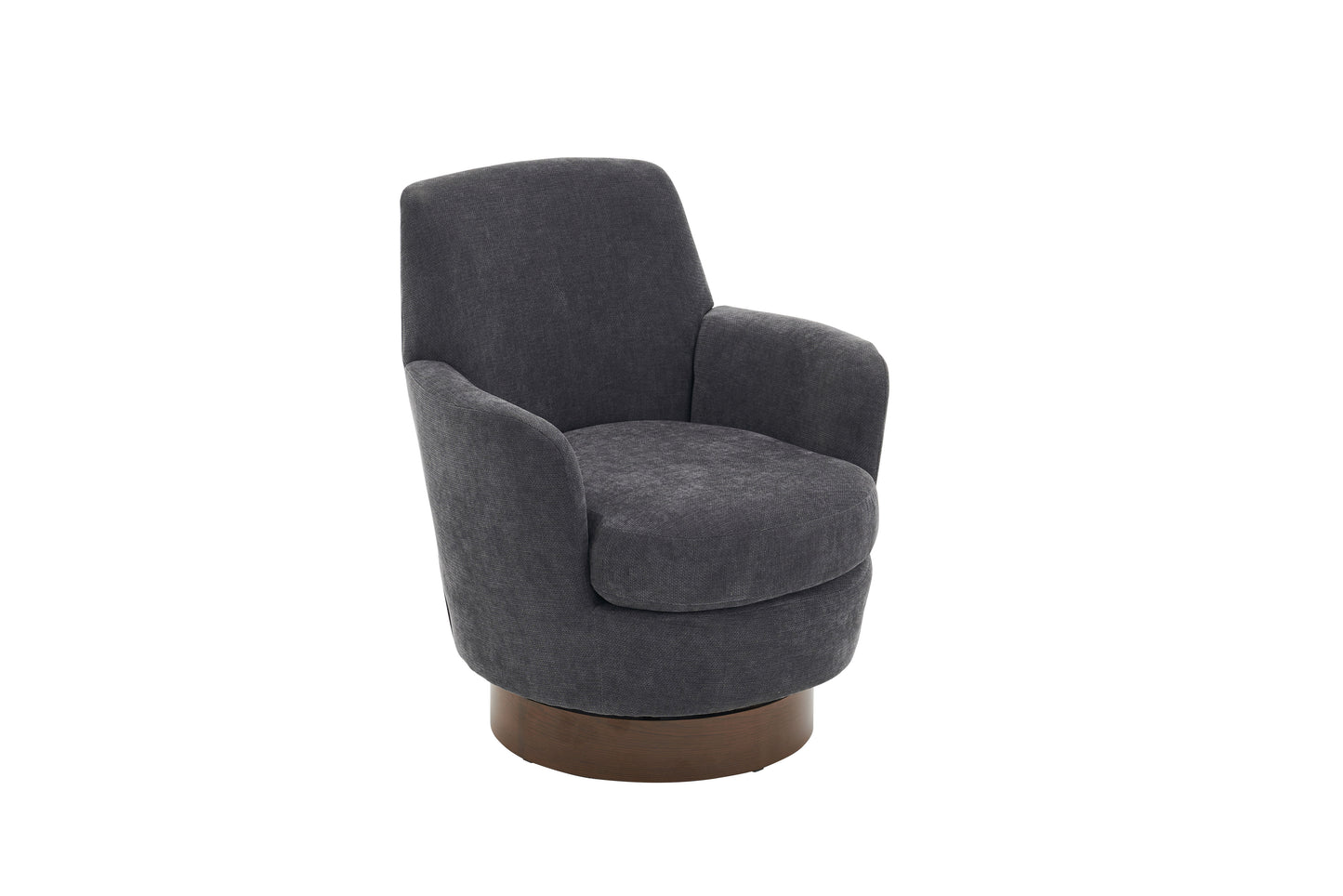 Swivel Barrel Chair, Swivel Accent Chairs Armchair For Living Room, Reading Chairs For Bedroom Comfy, Round Barrel Chairs With Gold Stainless Steel Base - Dark Gray