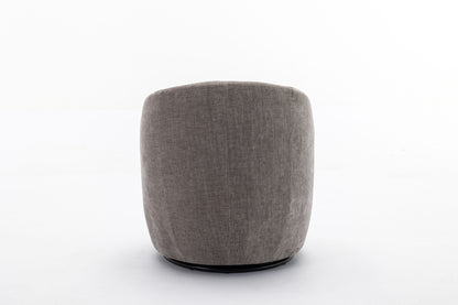 Chenille Fabric Swivel Accent Armchair Barrel Chair With Black Powder Coating Metal Ring - Gray