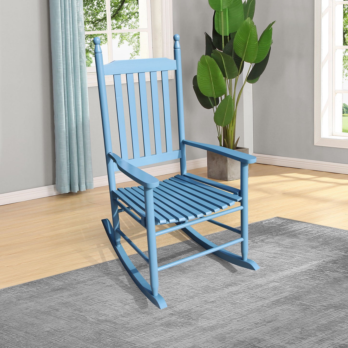 Wooden Porch Rocker Chair - Blue