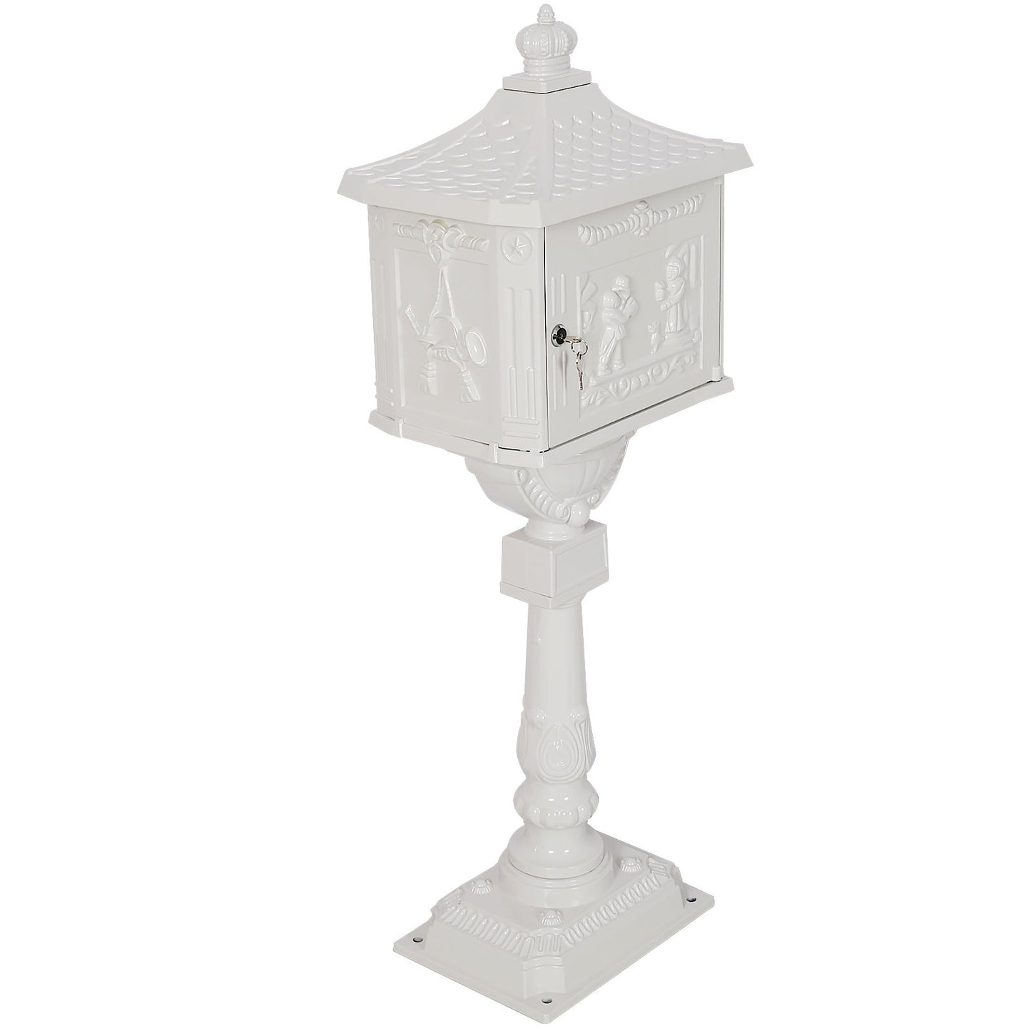Cast Aluminum Mail Box, Postal Box, Mailbox - White