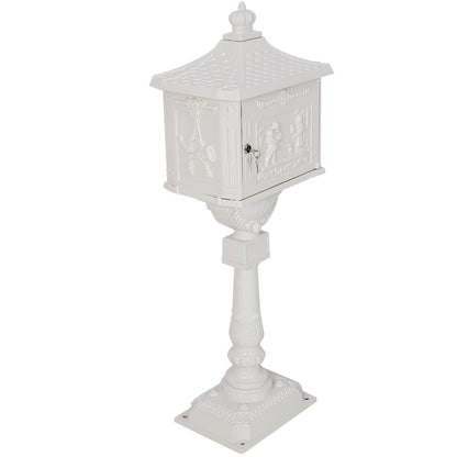 Cast Aluminum Mail Box, Postal Box, Mailbox - White