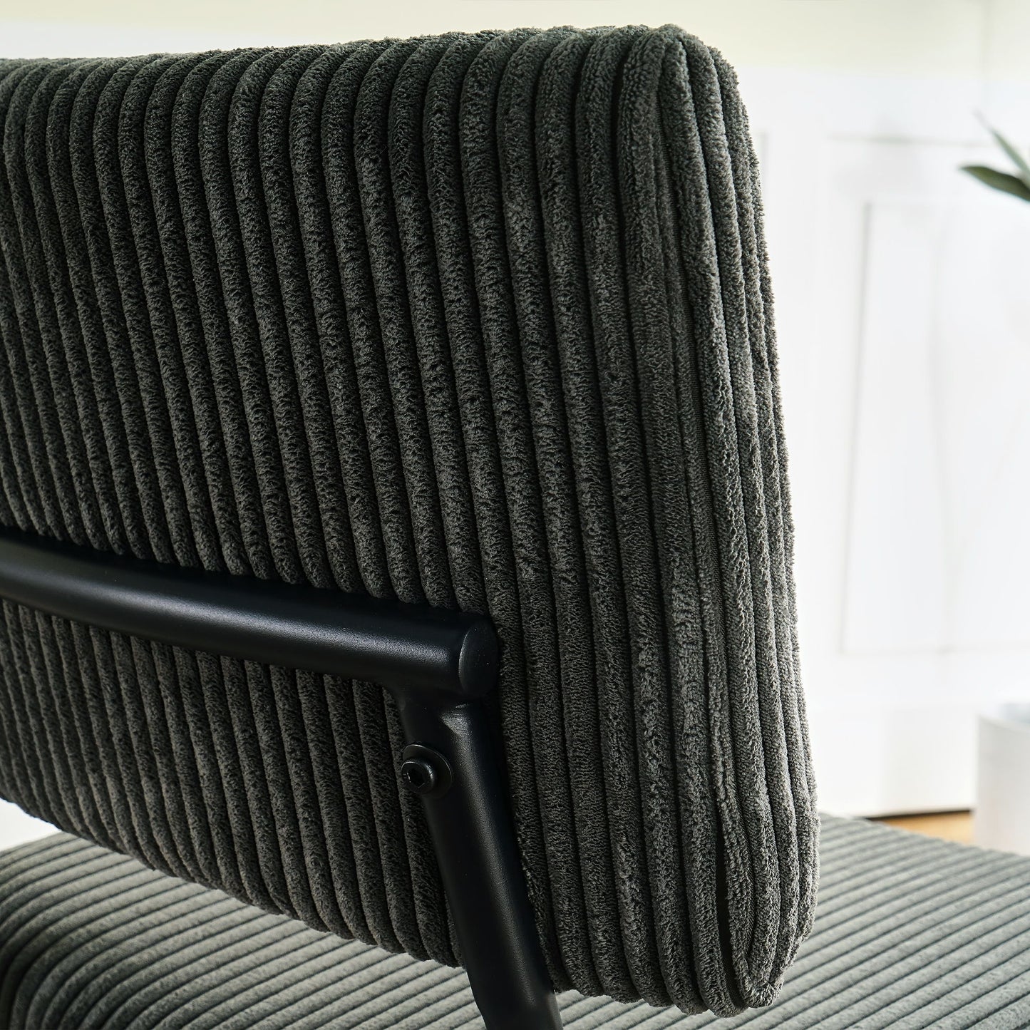 Modern Dining Chair (Set of 2) Fabric Upholstered With Black Metal Legs, Home And Bedroom Use - Gray