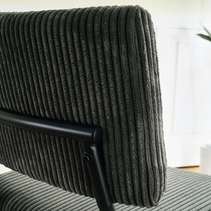 Modern Dining Chair (Set of 2) Fabric Upholstered With Black Metal Legs, Home And Bedroom Use - Gray