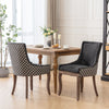 Ultra Side Dining Chair, Thickened Fabric Chairs With Neutrally Toned Solid Wood Legs, Bronze Nail Head (Set of 2) - Blue