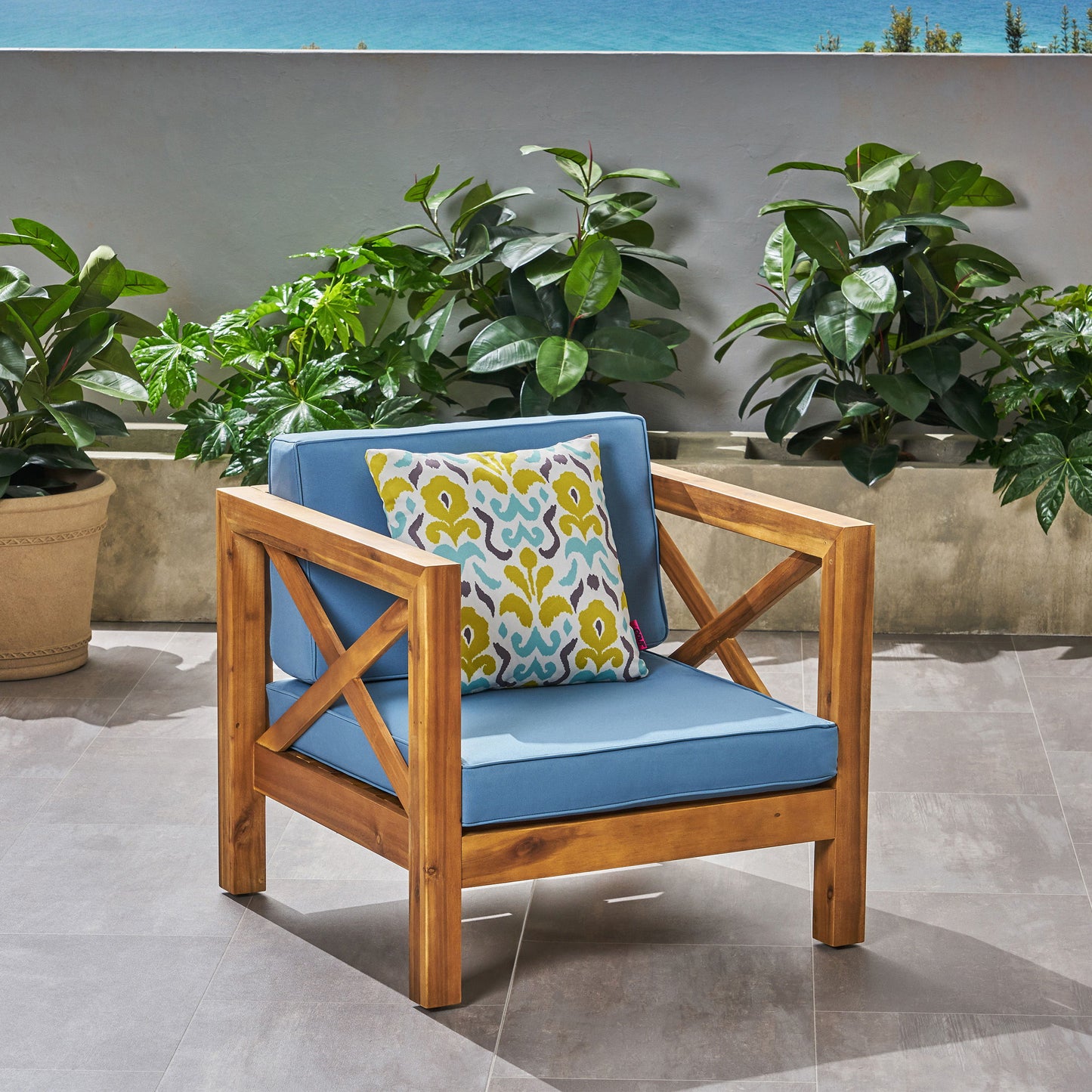 Brava - Modern Club Chair With Water Resistant Cushions - Blue