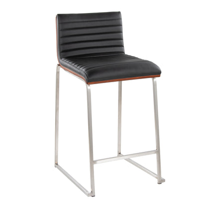 Mason Mara - Contemporary Fixed Height Counter Stool (Set of 2) - Walnut / Black