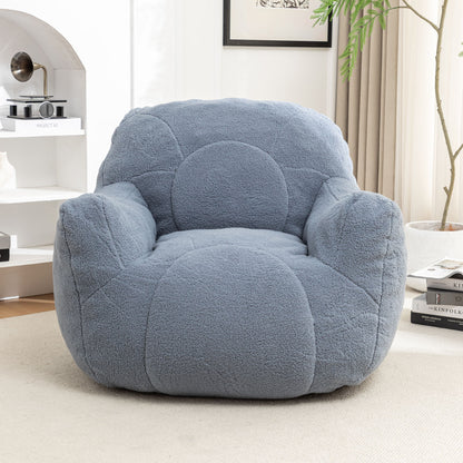 Comfy Bean Bag Chair With Filler, Tufted Memory Foam Sofa Teddy Fabric, Fluffy And Cozy Seating For Dorm, Apartment, Or Living Room - Light Blue