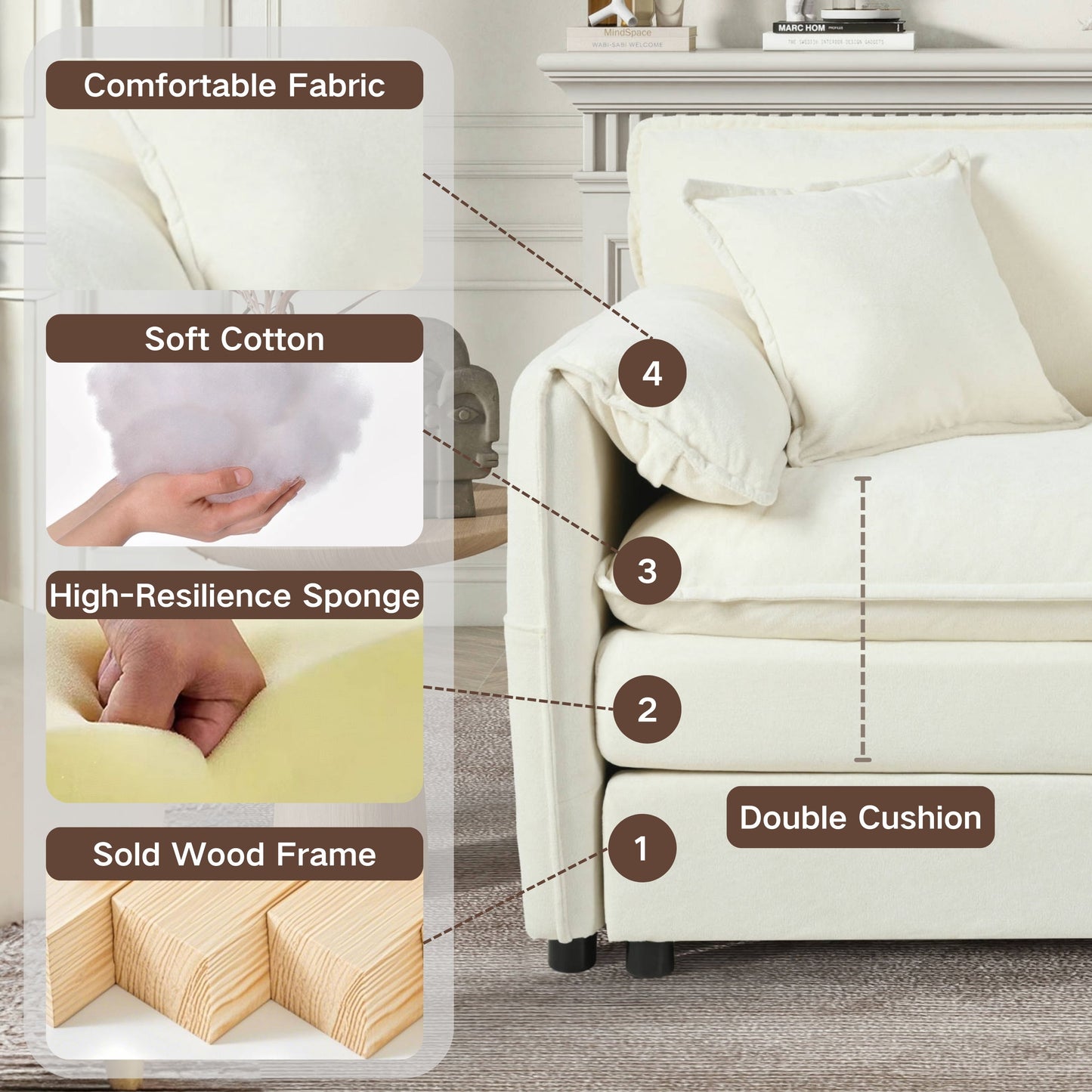 Oversized Recliner Chair With Movable Ottoman, Soft Chenille Upholstered Lounge Chair - Beige