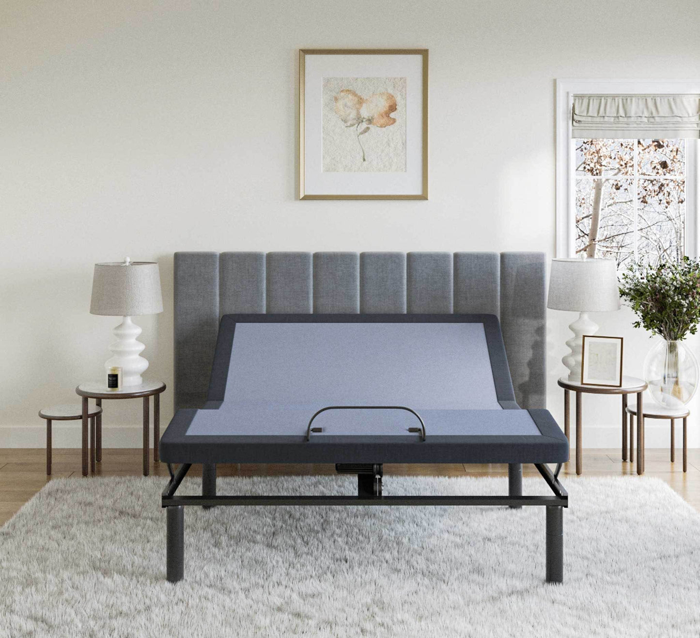 Bt2500 - Full Adjustable Bed Base With Full-Range Positions Adjustment - Blue / Gray