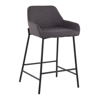 Daniella - Industrial Fixed Height Counter Stool (Set of 2) - Black / Charcoal