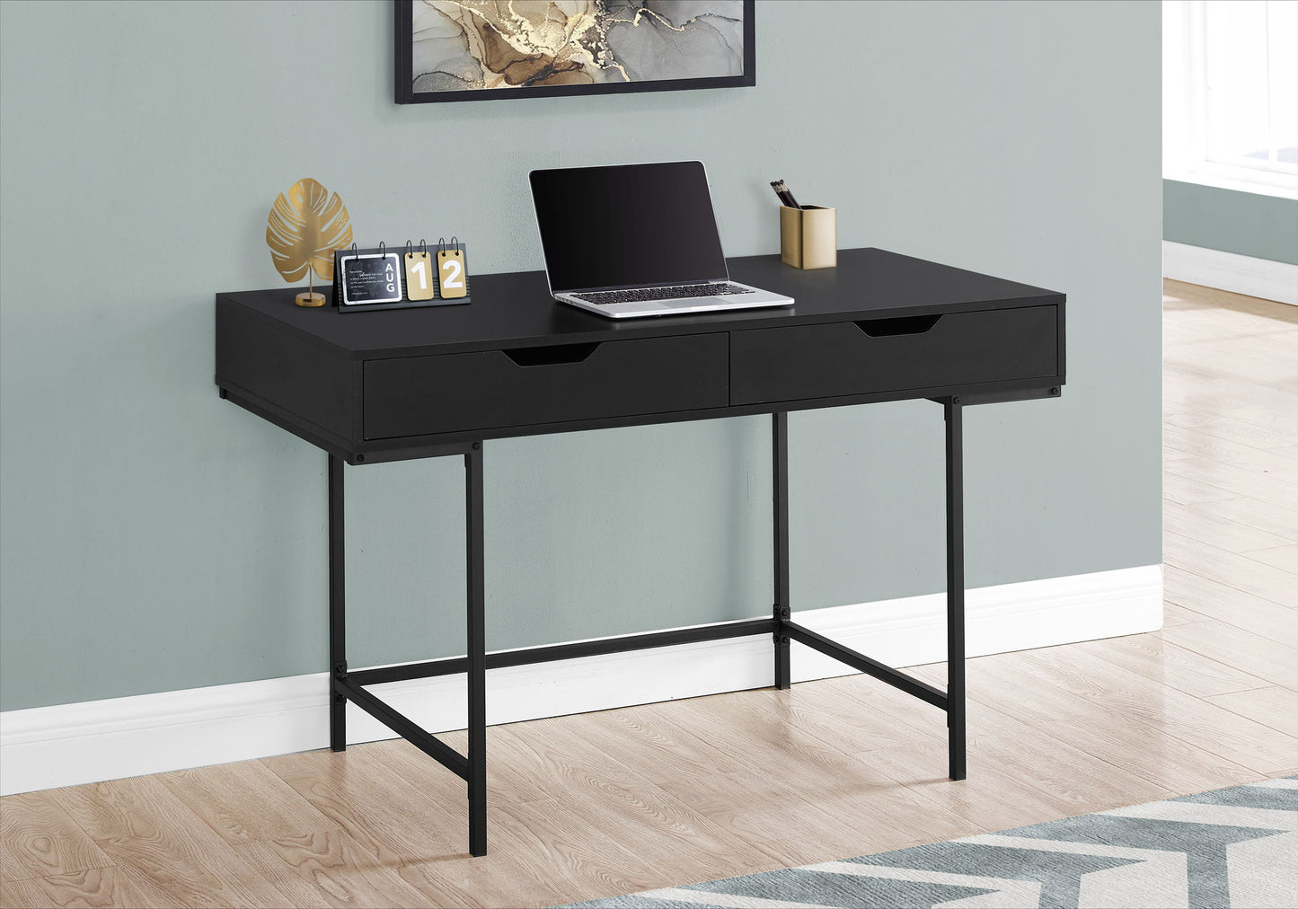 Computer Desk For Home Office, Laptop, Storage Drawers, Modern - Black