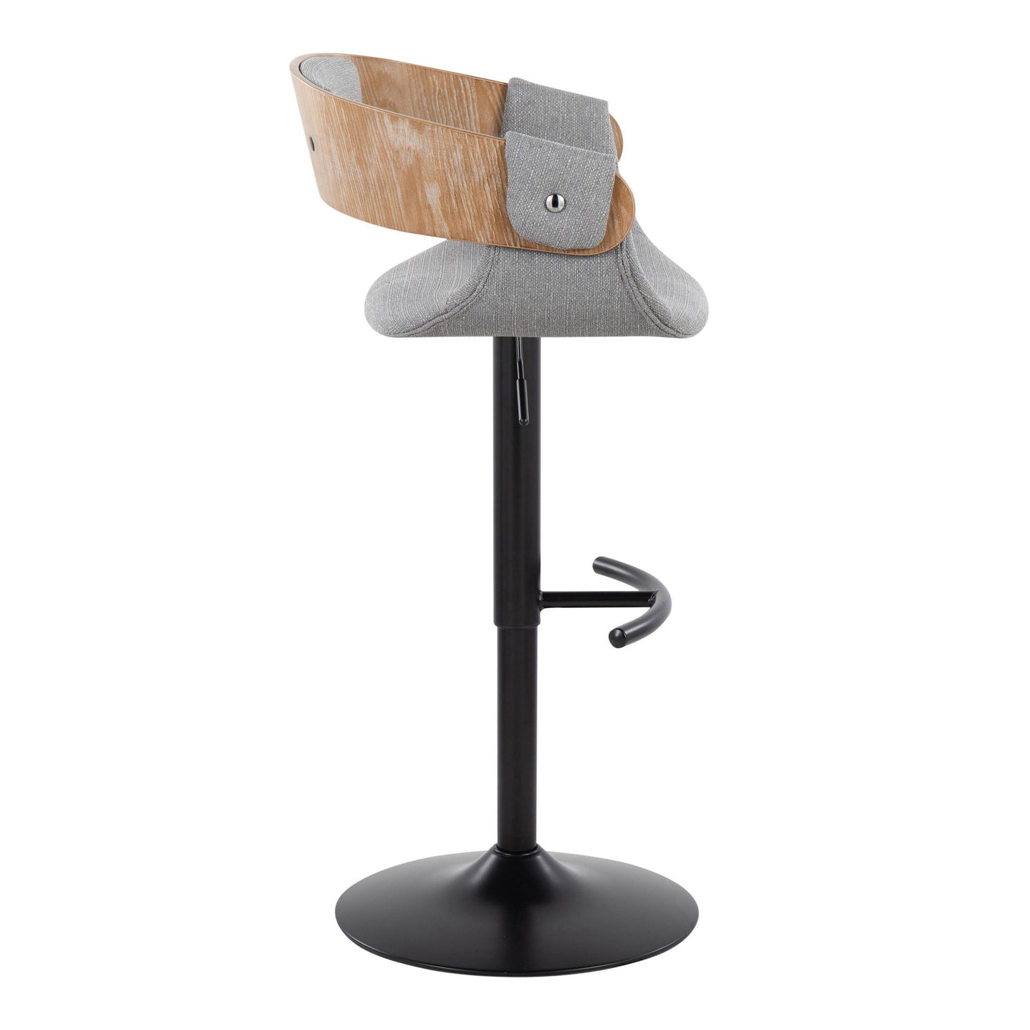 Elisa - Mid-Century Modern Adjustable Barstool With Swivel With Rounded T Footrest (Set of 2) - Black / Whitewashed / Gray