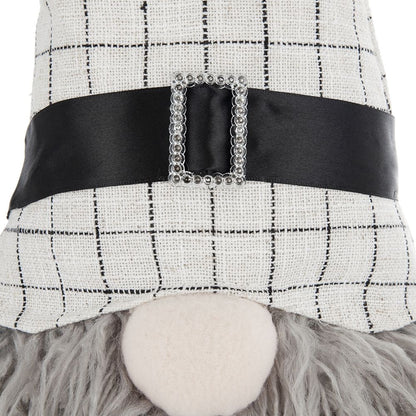 Sitting Gnome With Hat Spider, For Halloween Decor - Black White