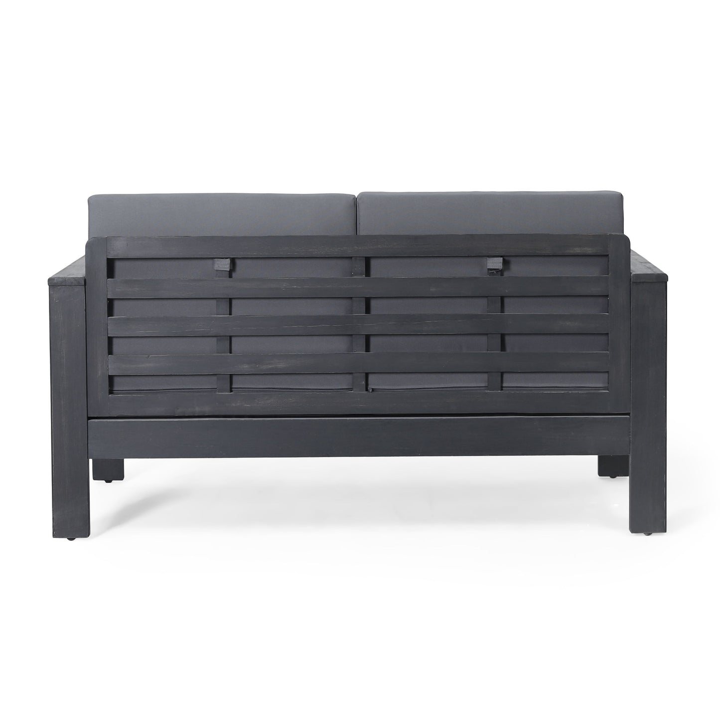 Acacia Wood Loveseat And Coffee Table Set With Cushions - Gray