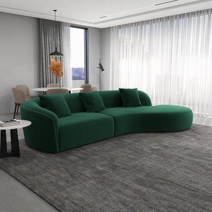 Elijah - Japandi Style Curvy Sectional Sofa - Green
