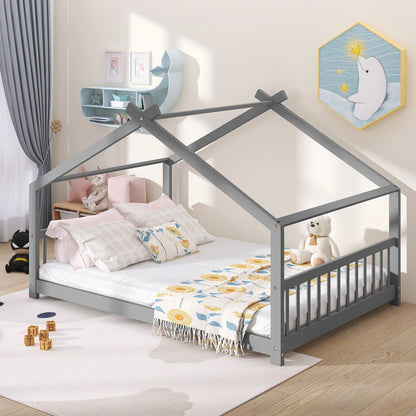 Full Size Playhouse Design Bed - Gray