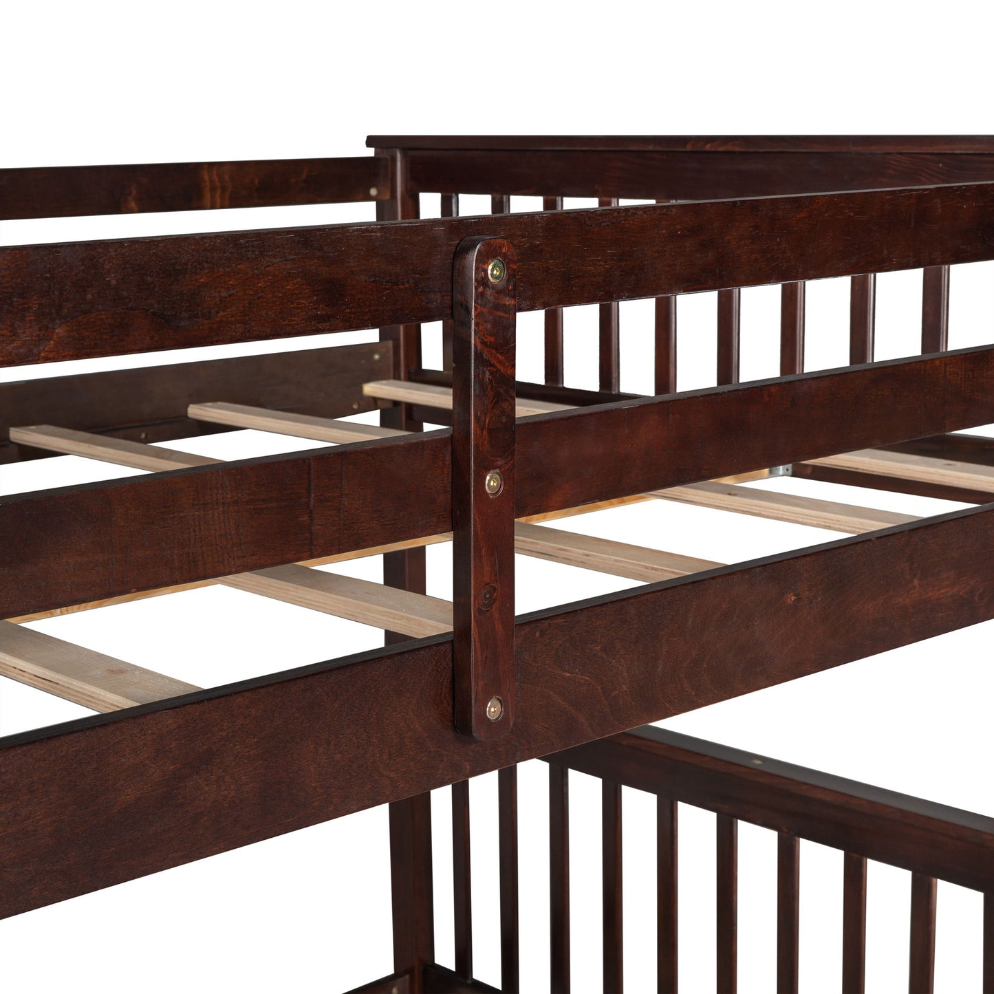 Full Over Full Bunk Bed With Ladders And 2 Storage Drawers - Espresso