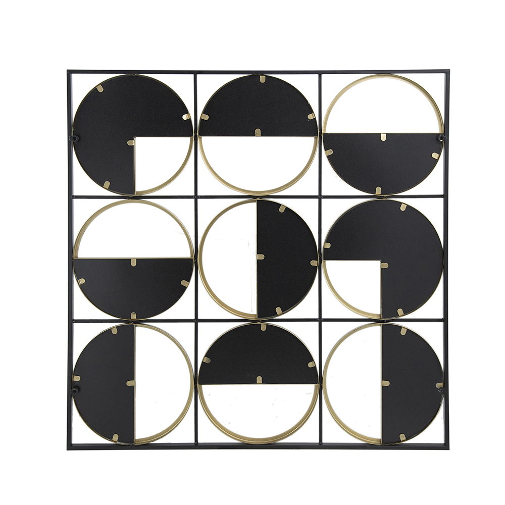Eclectic Styling Metal Beaded Wall Mirror With Contemporary Design For Bedroom, Liveroom & Entryway - Golden Black