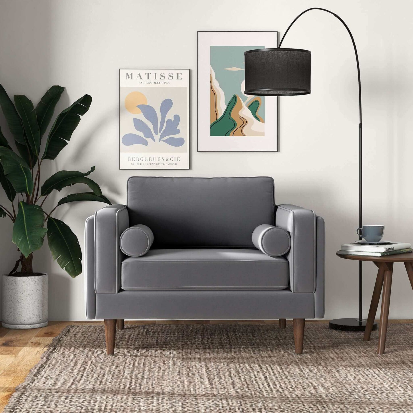 Amber - Velvet Lounge Chair - Brown / Gray
