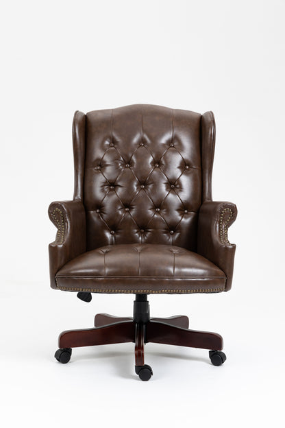 Executive Office Chair, High Back Reclining Comfortable Desk Chair With Smooth Glide Caster Wheels - Brown