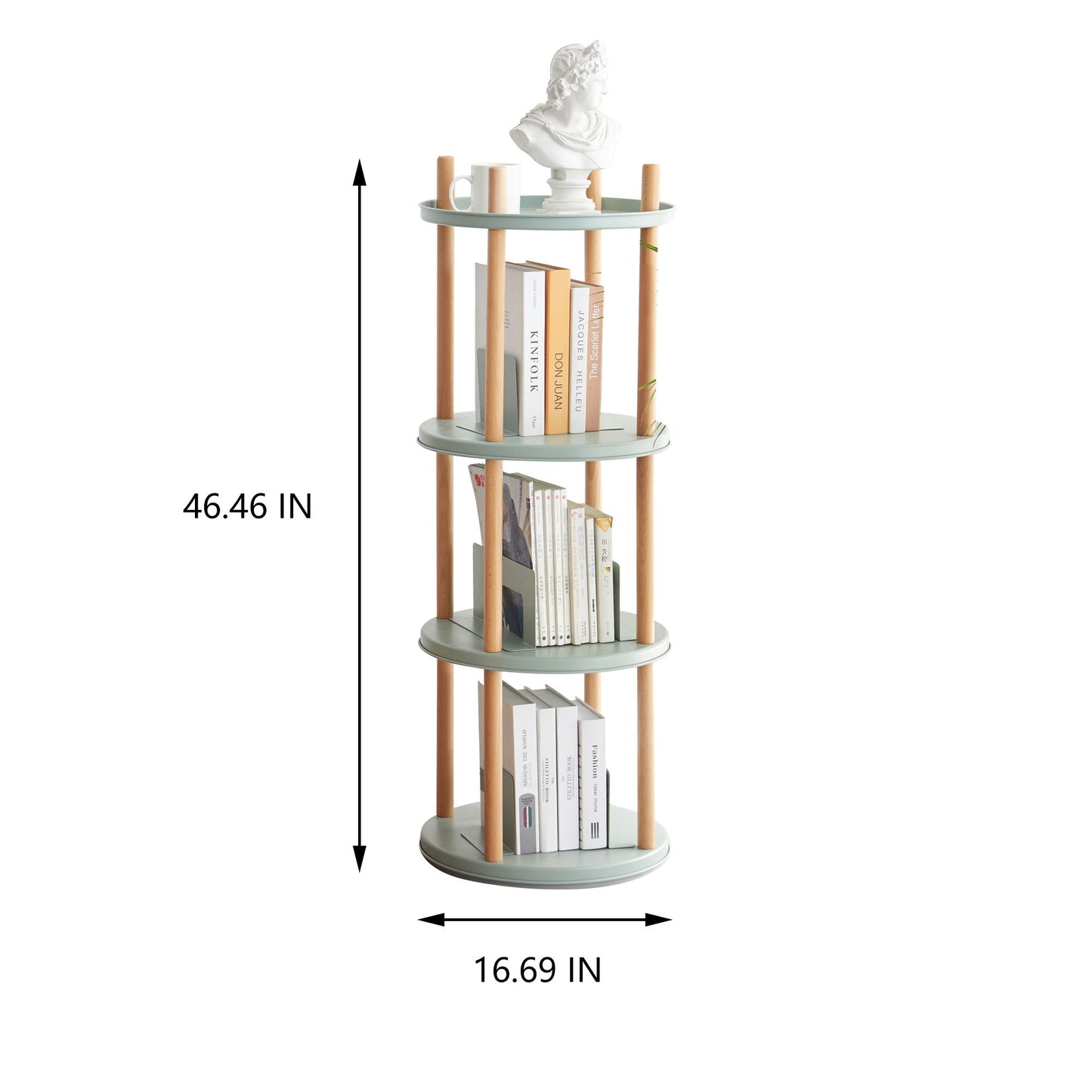 Storage Shelf, 360ÔøΩÔøΩÔøΩÔøΩÔøΩÔøΩÔøΩÔøΩÔøΩÔøΩÔøΩÔøΩÔøΩÔøΩÔøΩ Rotating Bookshelf, 4 Tier Bookcase With Large-Capacity Storage Space, Multifunctional Storage Rack, Compact Design For Living Room - Natural