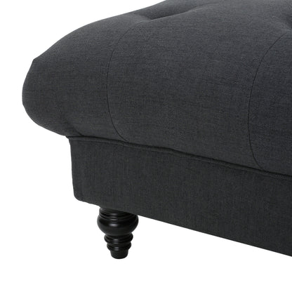 Madrid - Tufted Ottoman With Button Tufting And Turned Feet - Dark Gray