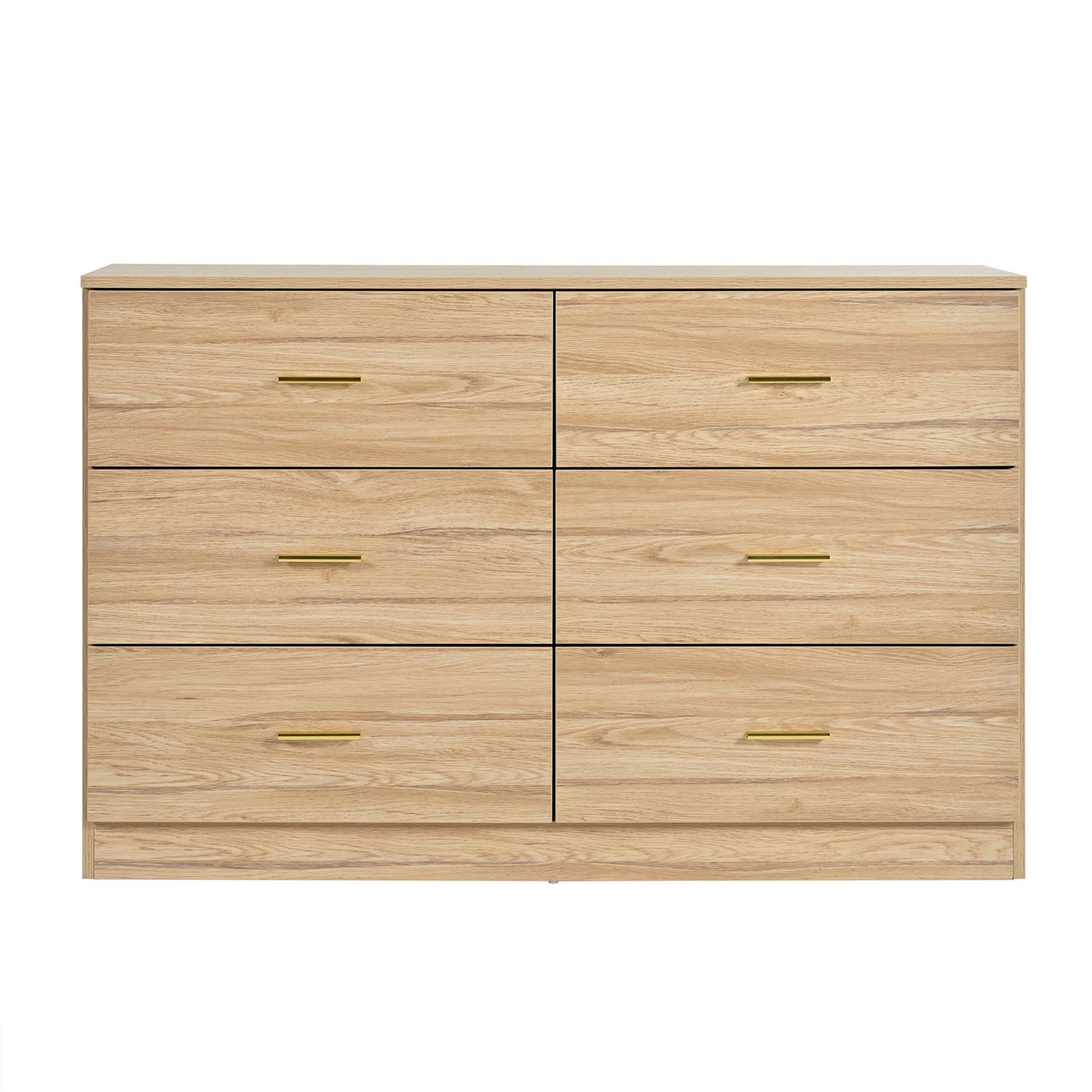 Modern 6 Drawer Dresser For Bedroom, Ample Storage Wide Chest Of Drawers, Sturdy & Safe - Natural