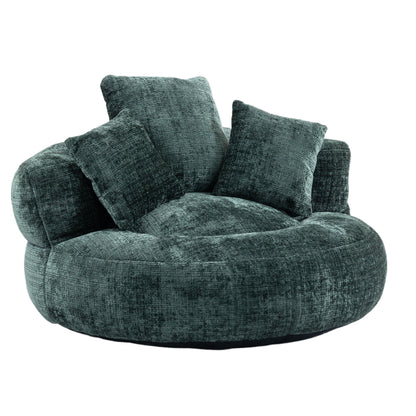 Chenille High Back Bean Bag Chair Couch With 3 Pillows, Indoor & Outdoor, Single Gaming Sofa For Bedroom - Emerald