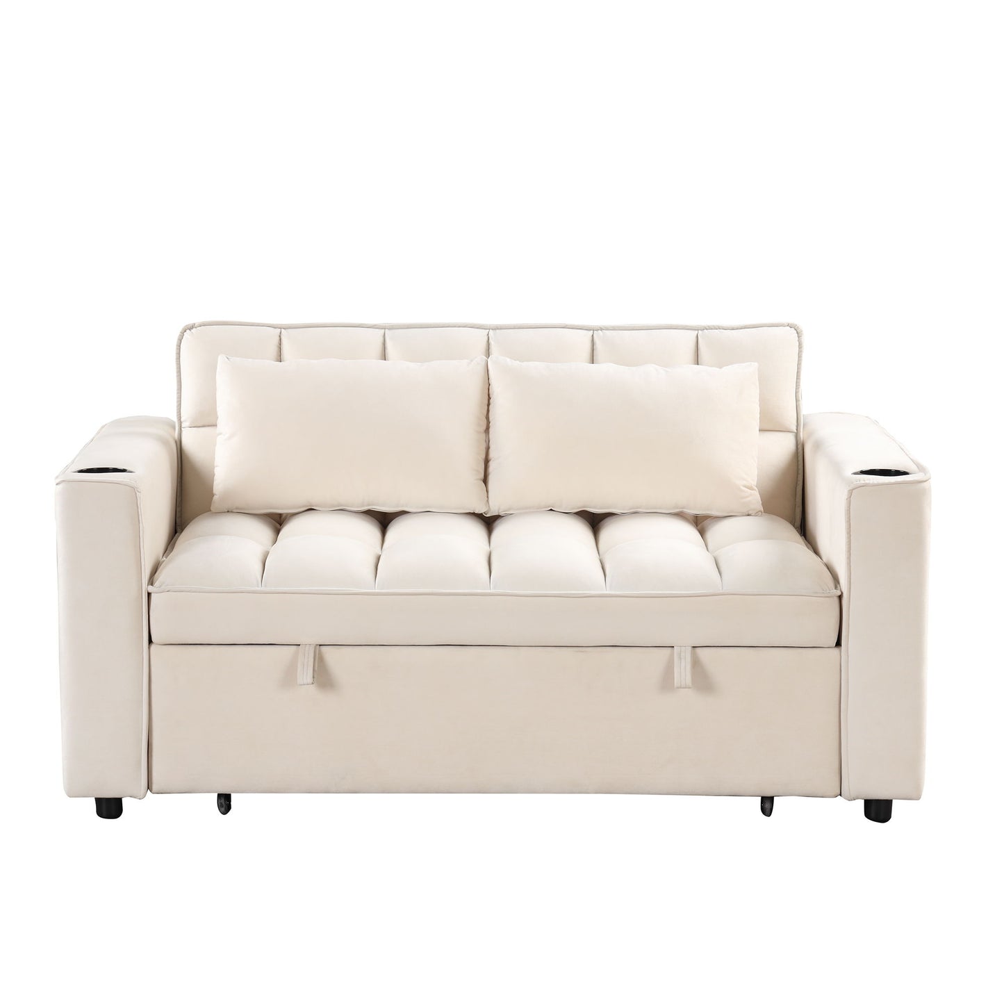 Multi Functional Sofa Bed With Cup Holder And USB Port For Living Room Or Apartments - Milk White