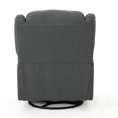 Glider Recliner With Swivel, Manual Reclining Chair - Charcoal