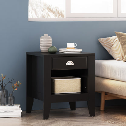 Cleary - Contemporary Wood Nightstand With Drawer - Black