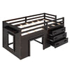 Twin Size Loft Bed With Cabinet And Shelf - Espresso