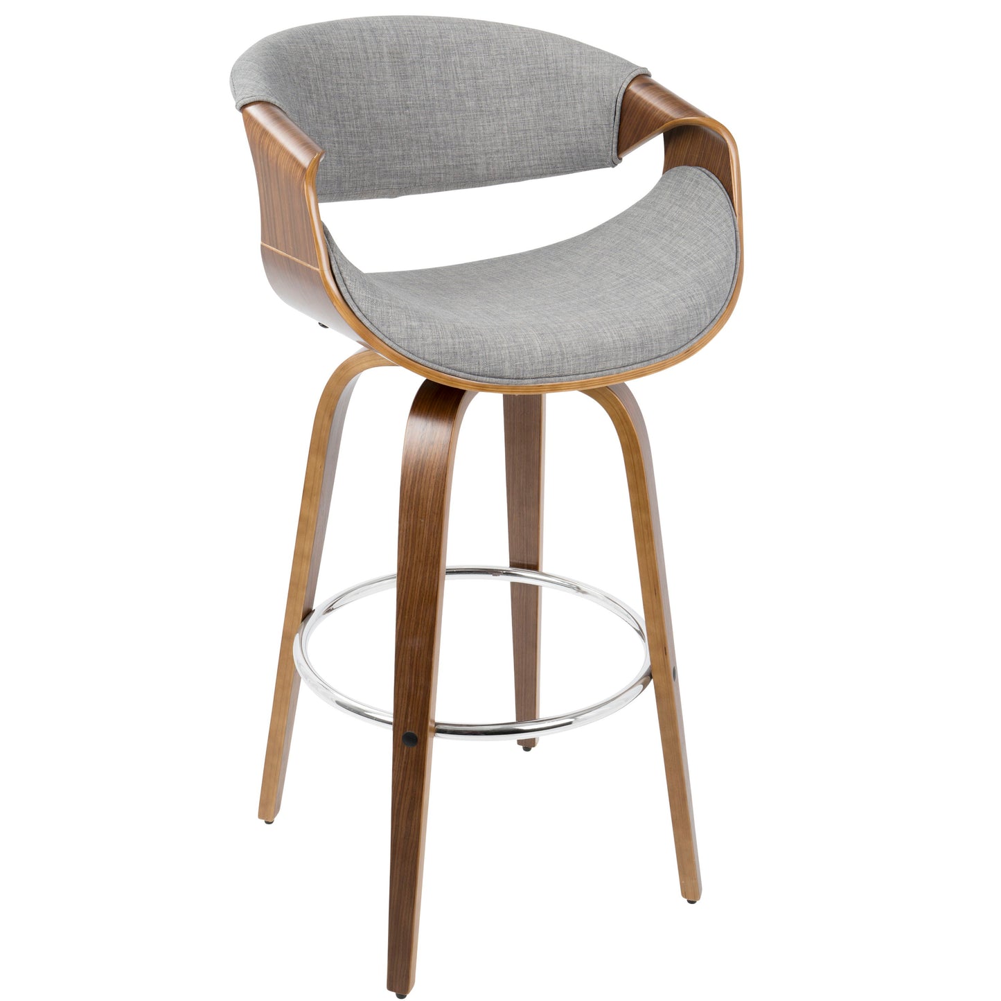 Curvini - Mid-Century Modern Fixed Height Barstool With Swivel (Set of 2) - Gray
