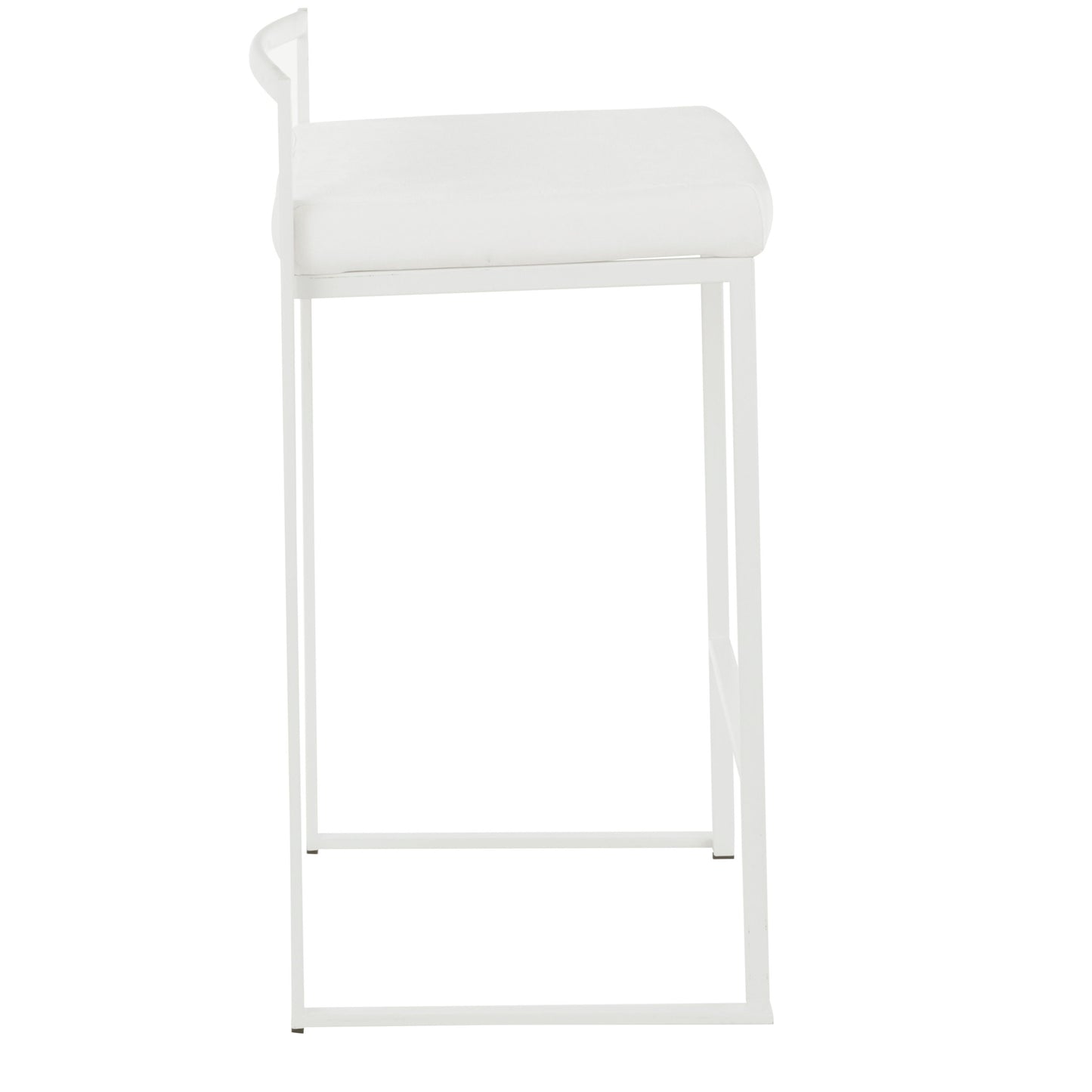 Fuji - Contemporary Stackable Counter Stool (Set of 2) - White - Velvet