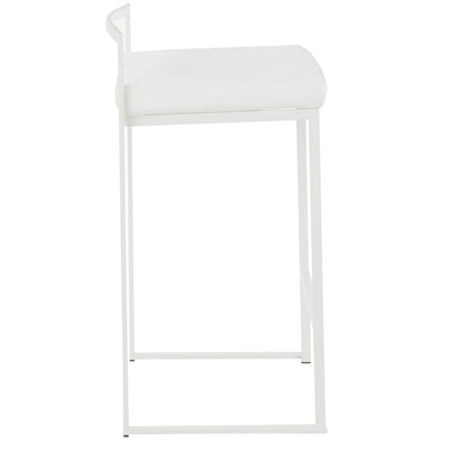 Fuji - Contemporary Stackable Counter Stool (Set of 2) - White - Velvet