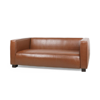 Contemporary 3 Seater Sofa With Tuxedo Design - Light Brown